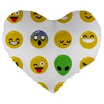 Emoji Happy Face Large 19  Premium Heart Shape Cushion