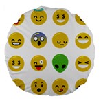 Emoji Happy Face Large 18  Premium Flano Round Cushion 