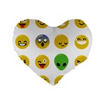 Emoji Happy Face Standard 16  Premium Flano Heart Shape Cushion 