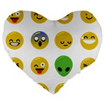 Emoji Happy Face Large 19  Premium Flano Heart Shape Cushion