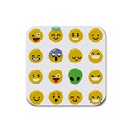 Emoji Happy Face Rubber Coaster (Square)