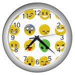 Emoji Happy Face Wall Clock (Silver)