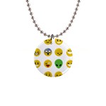 Emoji Happy Face 1  Button Necklace