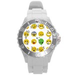 Emoji Happy Face Round Plastic Sport Watch (L)