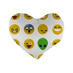 Emoji Happy Face Standard 16  Premium Heart Shape Cushion 