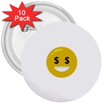 Money Eyes Emoji 3  Button (10 pack)