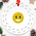 Money Eyes Emoji Ornament (Round Filigree)