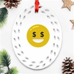 Money Eyes Emoji Ornament (Oval Filigree)