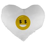 Money Eyes Emoji Large 19  Premium Heart Shape Cushion