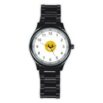 Money Eyes Emoji Stainless Steel Round Watch