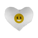 Money Eyes Emoji Standard 16  Premium Flano Heart Shape Cushion 