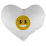 Money Eyes Emoji Large 19  Premium Flano Heart Shape Cushion