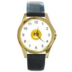 Money Eyes Emoji Round Gold Metal Watch