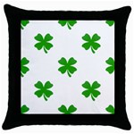 St Patrick Clover Shamrock Emoji Throw Pillow Case (Black)