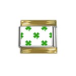 St Patrick Clover Shamrock Emoji Gold Trim Italian Charm (9mm)