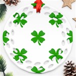 St Patrick Clover Shamrock Emoji Ornament (Round Filigree)