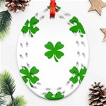 St Patrick Clover Shamrock Emoji Oval Filigree Ornament (Two Sides)