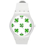 St Patrick Clover Shamrock Emoji Round Plastic Sport Watch (M)