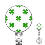 St Patrick Clover Shamrock Emoji Stainless Steel Nurses Watch