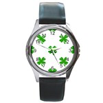 St Patrick Clover Shamrock Emoji Round Metal Watch