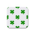 St Patrick Clover Shamrock Emoji Rubber Square Coaster (4 pack)