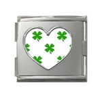 St Patrick Clover Shamrock Emoji Mega Link Heart Italian Charm (18mm)