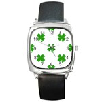 St Patrick Clover Shamrock Emoji Square Metal Watch