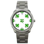 St Patrick Clover Shamrock Emoji Sport Metal Watch