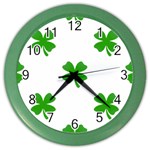 St Patrick Clover Shamrock Emoji Color Wall Clock