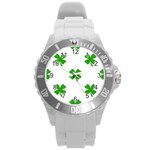 St Patrick Clover Shamrock Emoji Round Plastic Sport Watch (L)