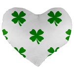 St Patrick Clover Shamrock Emoji Large 19  Premium Heart Shape Cushion