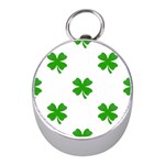 St Patrick Clover Shamrock Emoji Silver Compass (Mini)