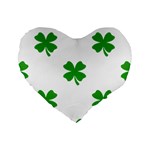 St Patrick Clover Shamrock Emoji Standard 16  Premium Flano Heart Shape Cushion 