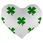 St Patrick Clover Shamrock Emoji Large 19  Premium Flano Heart Shape Cushion