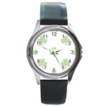 st patricks clover beer Round Metal Watch