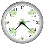 st patricks clover beer Wall Clock (Silver)