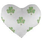 st patricks clover beer Large 19  Premium Flano Heart Shape Cushion