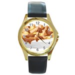 Poutine Round Gold Metal Watch