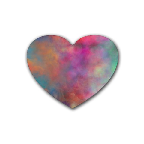 Rainbow Clouds Rubber Heart Coaster (4 pack) from ArtsNow.com Front