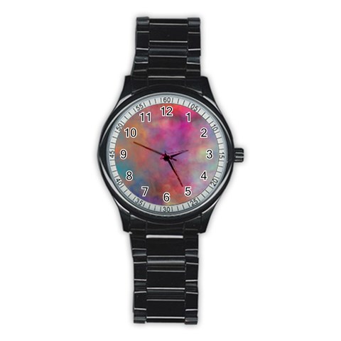 Rainbow Clouds Stainless Steel Round Watch from ArtsNow.com Front