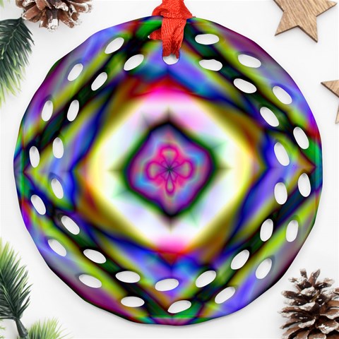 Rippled Geometry  Round Filigree Ornament (Two Sides) from ArtsNow.com Back