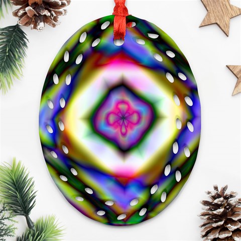 Rippled Geometry  Oval Filigree Ornament (Two Sides) from ArtsNow.com Back