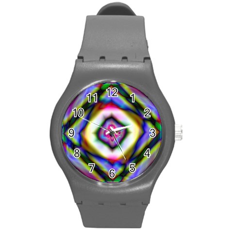 Rippled Geometry  Round Plastic Sport Watch (M) from ArtsNow.com Front