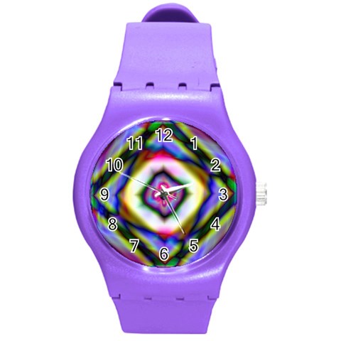 Rippled Geometry  Round Plastic Sport Watch (M) from ArtsNow.com Front