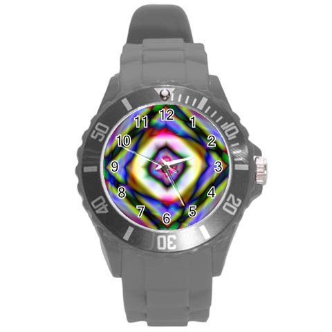 Rippled Geometry  Round Plastic Sport Watch (L) from ArtsNow.com Front