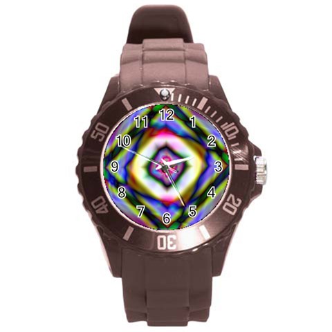 Rippled Geometry  Round Plastic Sport Watch (L) from ArtsNow.com Front