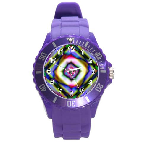 Rippled Geometry  Round Plastic Sport Watch (L) from ArtsNow.com Front