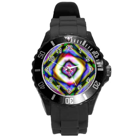 Rippled Geometry  Round Plastic Sport Watch (L) from ArtsNow.com Front