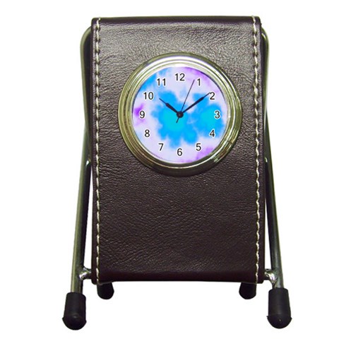 Blue And Purple Clouds Pen Holder Desk Clock from ArtsNow.com Front