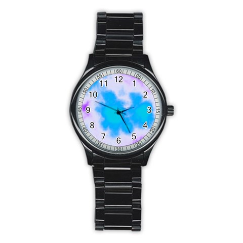 Blue And Purple Clouds Stainless Steel Round Watch from ArtsNow.com Front